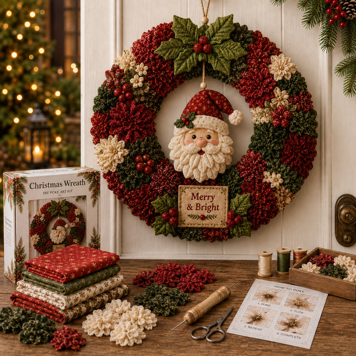 🔥49% Off Last Day 🔥🎄 3D Fabric Poke Wreath DIY Kit BVJ®