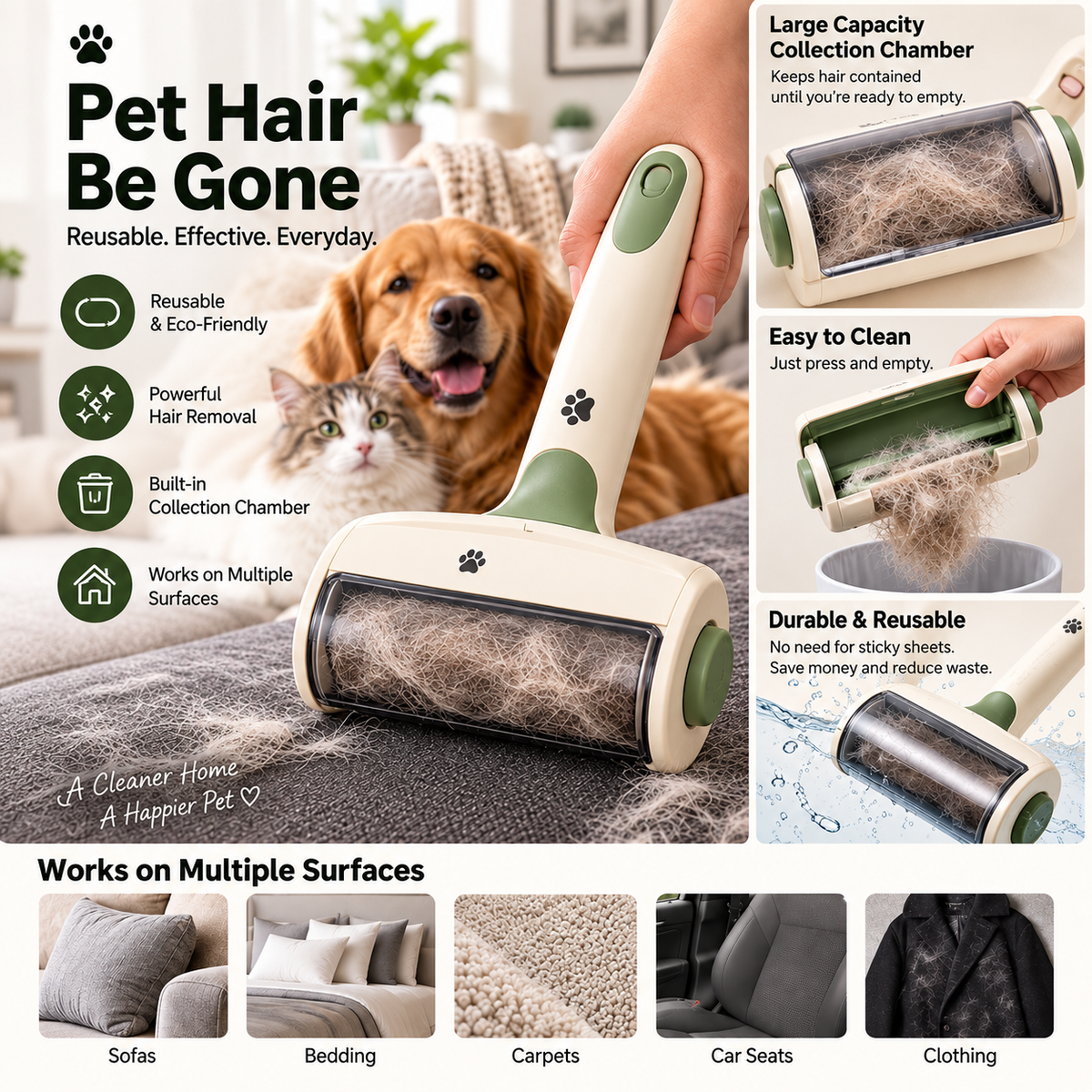 Reusable Pet Hair Roller