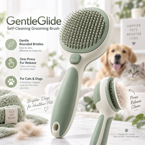 GentleGlide Self-Cleaning Grooming Brush